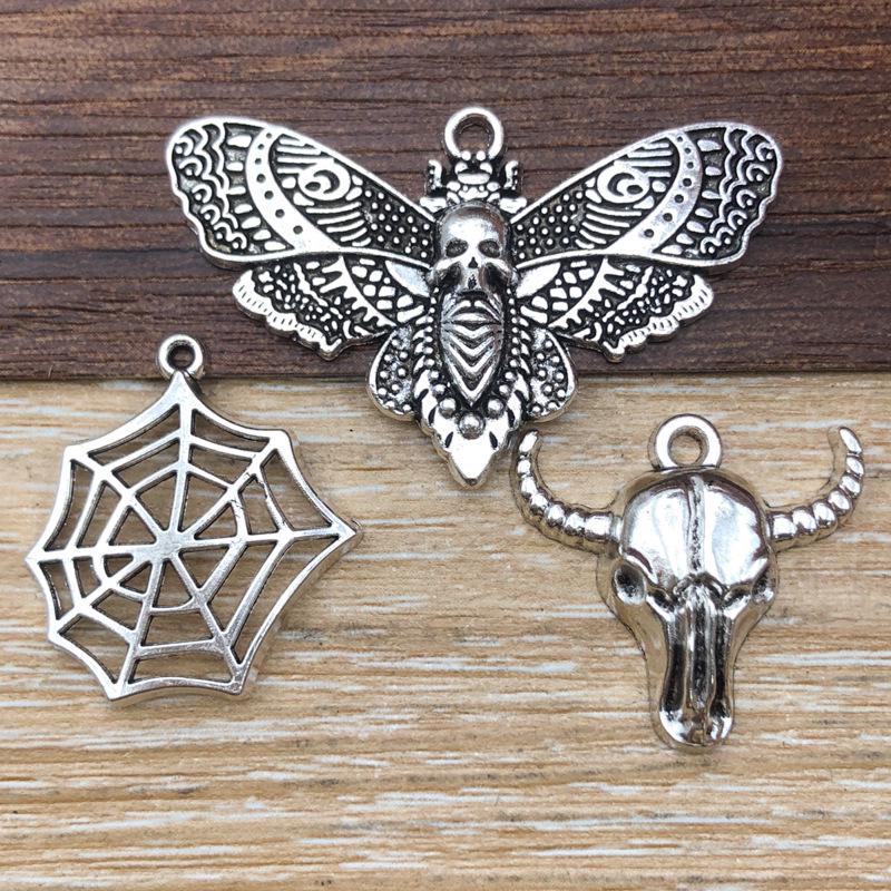 Antiker Silberlegierung Spinnennetz Anhänger Charm - Halloween DIY Schmuckzubehör