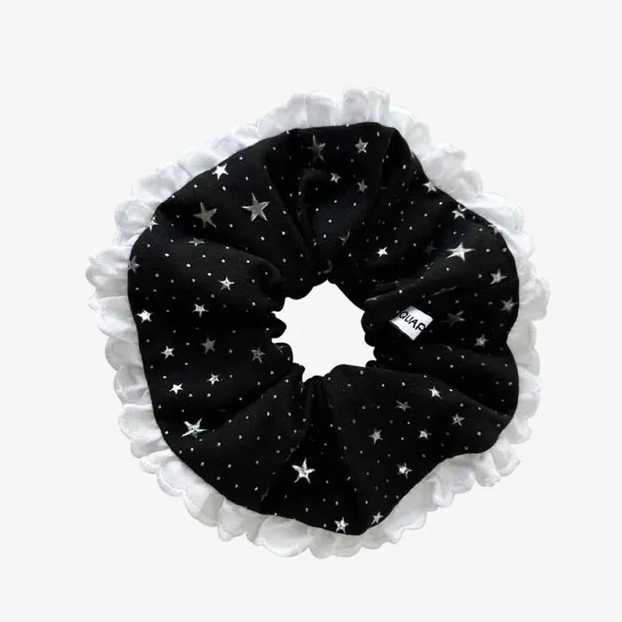Star Frill Scrunchie - Black (handmade Scrunchie)