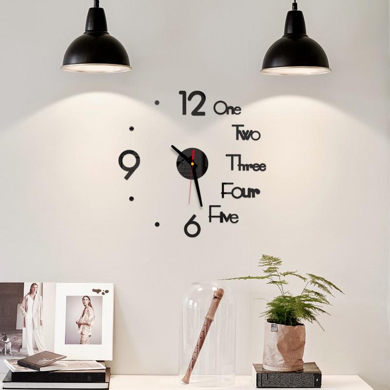 3D DIY Wall Clock Stickers for Decoration Living Room Quartz Needle Self Adhesive Hanging Watch