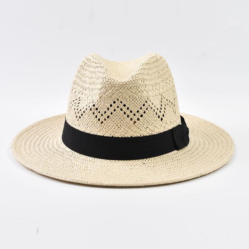 Summer Natural Straw Panamad Sun Hats Fashion Beach Hat Outdoor Wide Brim Sun Protection UV Fedora Hat