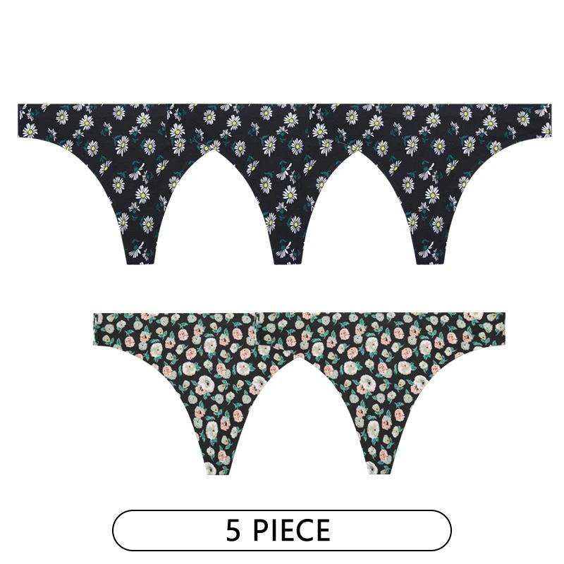 

5 шт./лот, женское сексуальное нижнее белье с цветами, соблазнительные трусики с низкой талией, стринги, дышащее нижнее белье без следов, стринги, нижнее белье S