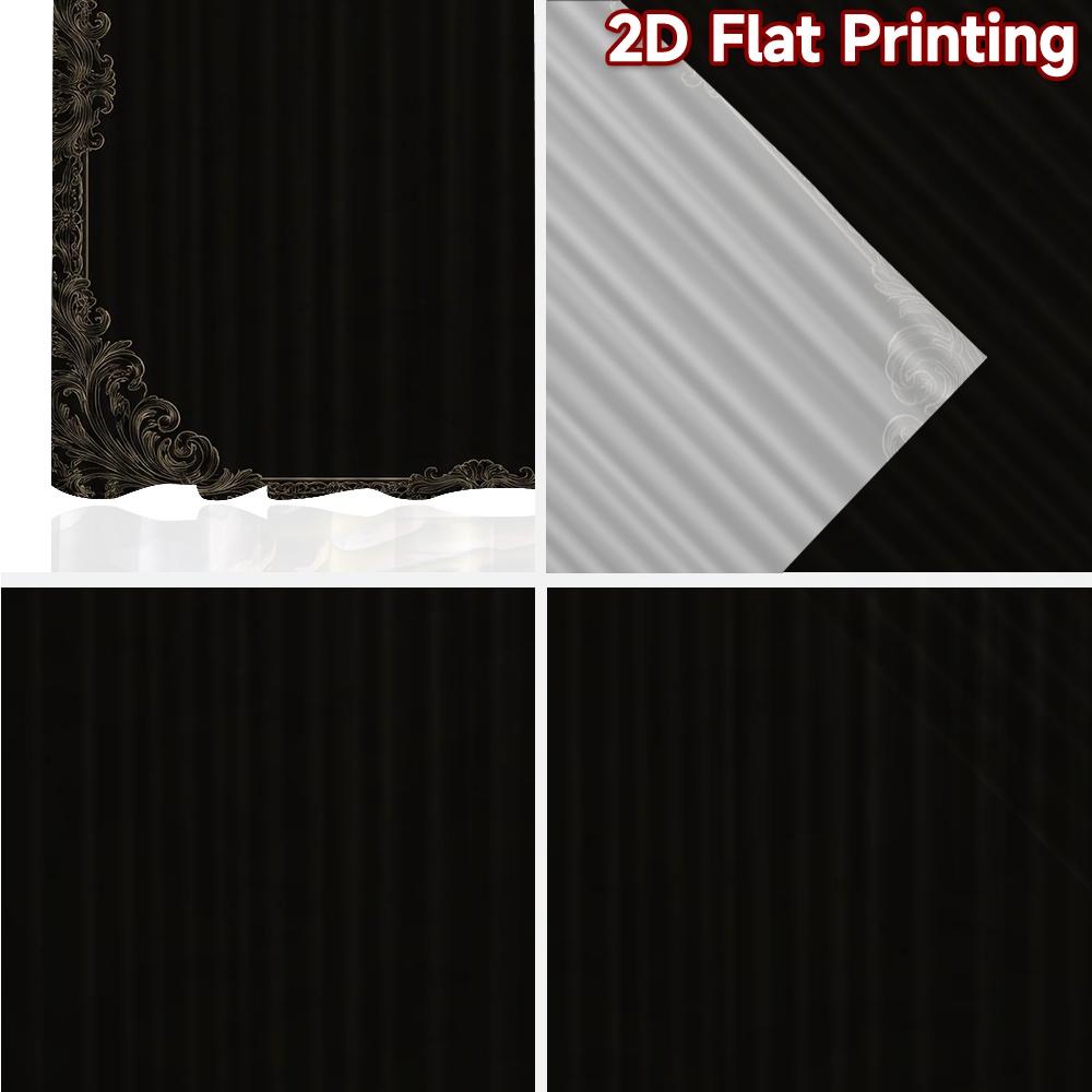 2D FLAT PRINTING 2pcs Curtains (Without Rod) Vintage Ornate Border Frame Popular Curtain Fabric Yarn Curtains Romantic Use for