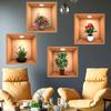 4Pcs 3D Plant Wall Stickers Floral Pattern Green Plants PVC Wall Sticker for Home Art Room Bedroom Background Decoration