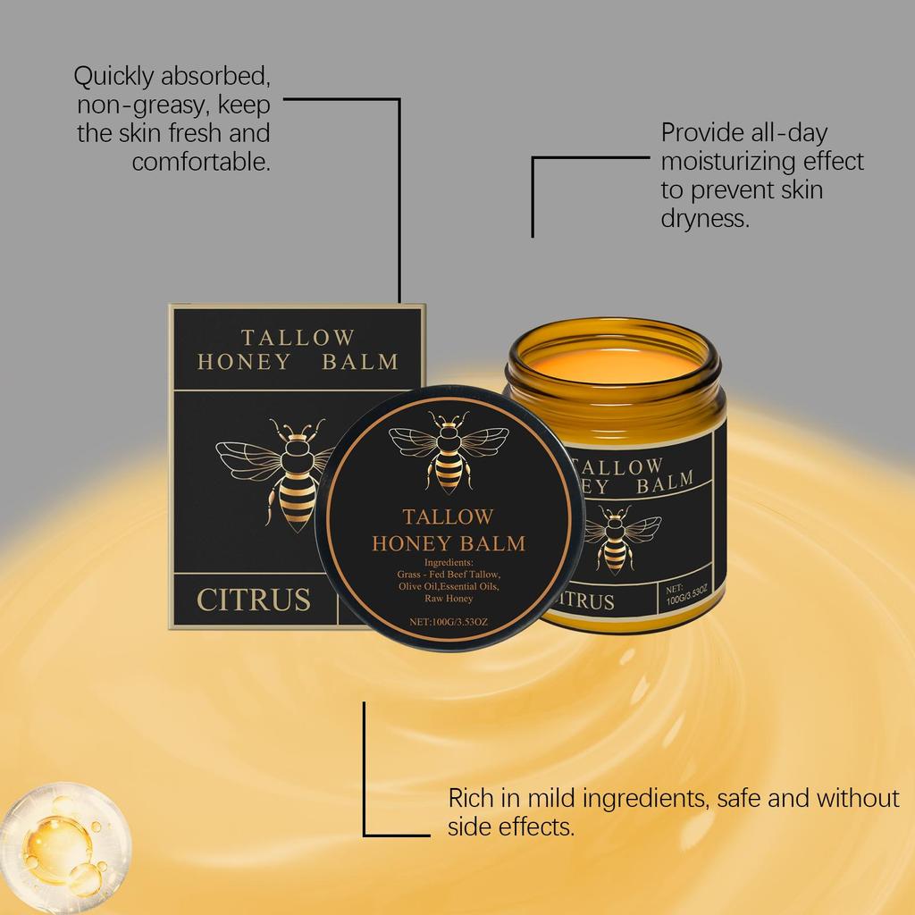 AMZ Crema Idratante al Grasso di Miele per il Viso Cura Quotidiana Delicata della Pelle Idratazione e Nutrizione per Pelli Secche Con Profumo di Agrumi 100g
