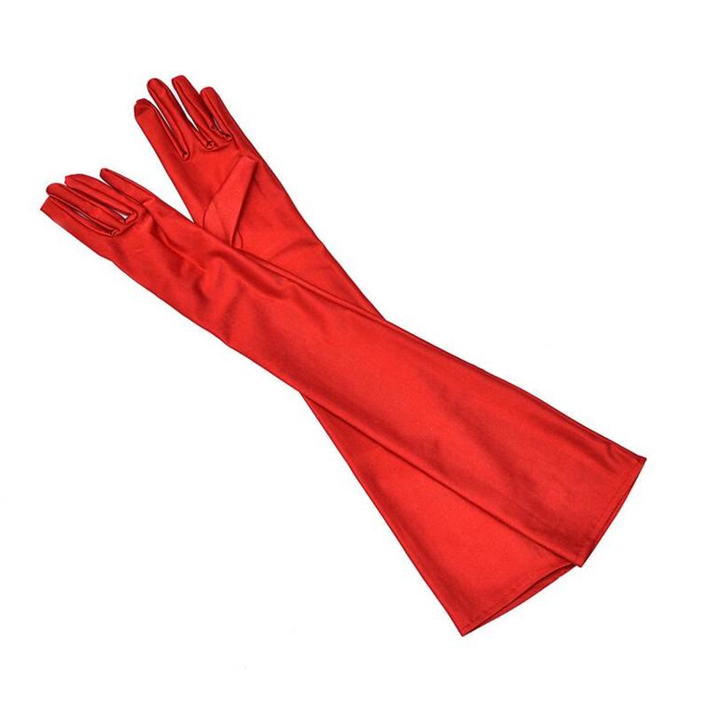 New Classic Adult Black White Red Skin Opera/Elbow/Wrist Stretch Satin Finger Long Arm Gloves Women Club Gloves Driving Gloves