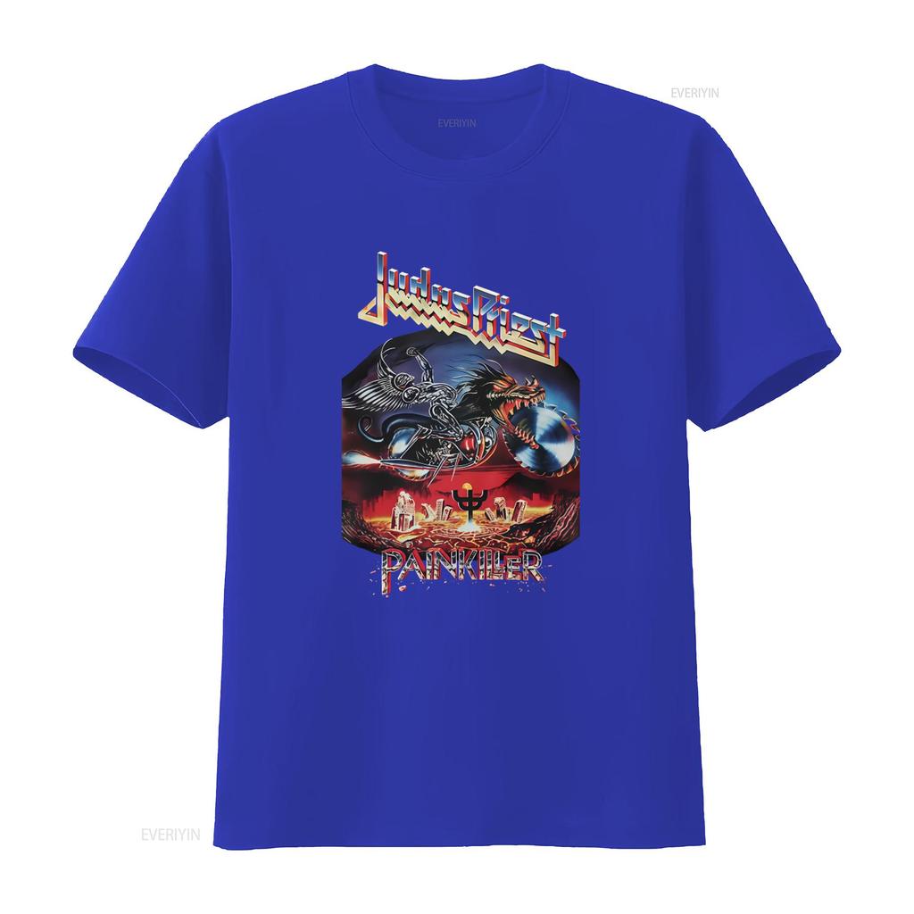 Heavy Metal Band Judas Priest Painkiller Cotton T Shirt for Men Rock Music Fans vintage Washed Stylish Versatile Soft homme