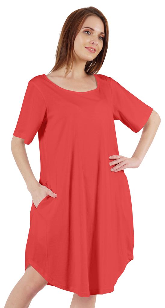 Inkmeso Noční košile pro ženy s krátkým rukávem W Noční košile s kulatým výstřihem Jersey tunika