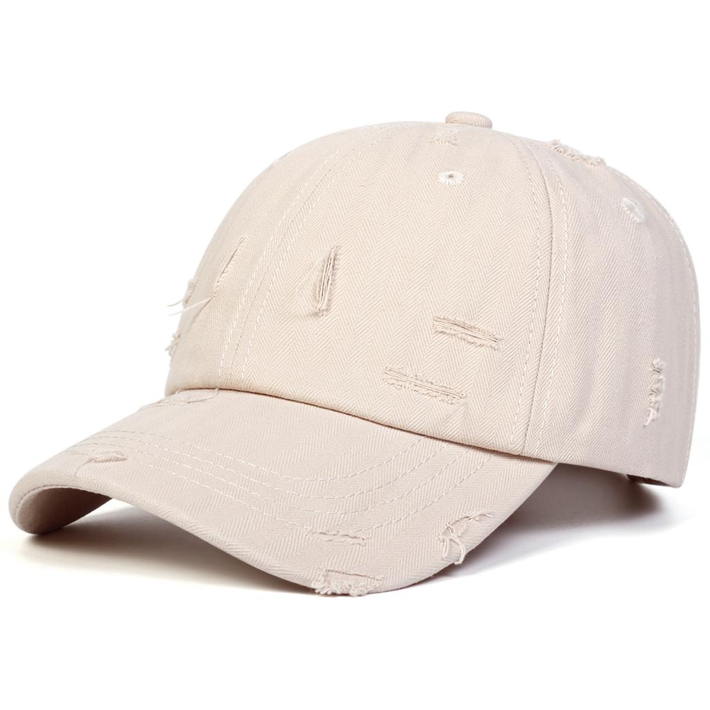 Unisex Solid Color Adjustable Ripped Hole Denim Baseball Hat Hip Hop Caps Spring Autumn Outdoor Leisure Hats Travel Accessories for Women Men