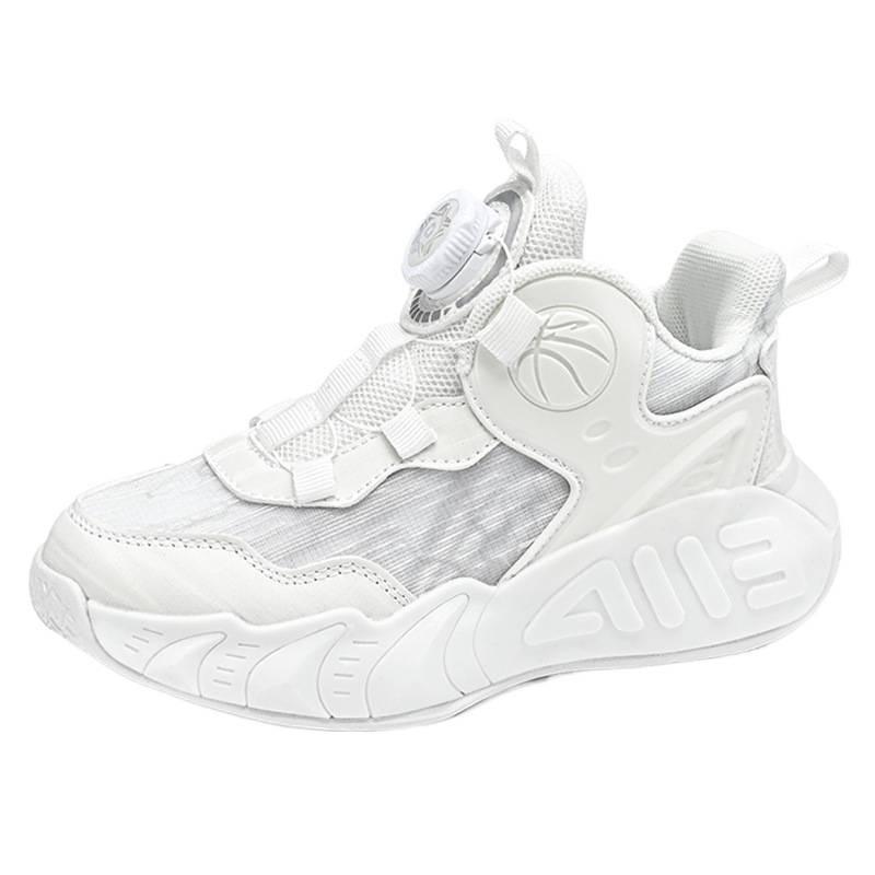 Chłopięce białe buty do koszykówki lato 2025 nowe buty dziecięce sportowe małe białe buty oddychająca siatka starsze dzieci i studenci