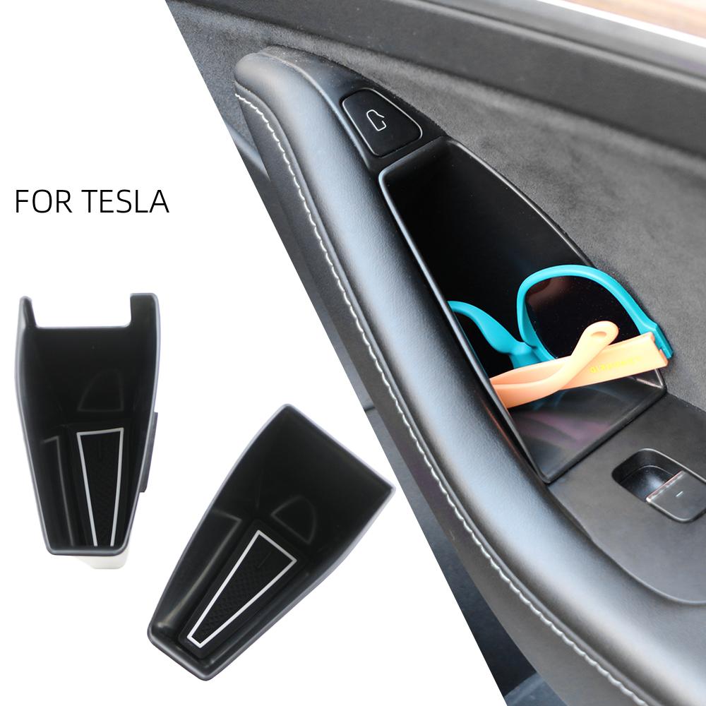Door Side Storage Box for Tesla Model 3 2017-2023 Model Y 2020-2024 Armrest Phone Container Door Organizer Handle Pocket Tray