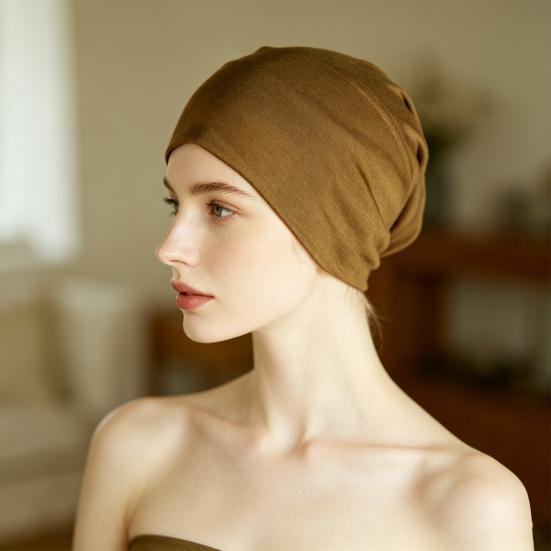Headscarf Hat Mercerized Cotton Soft Breathable Wrinkle-Resistant Fabric Elastic Comfortable Fit Turban Hat Daily Wear