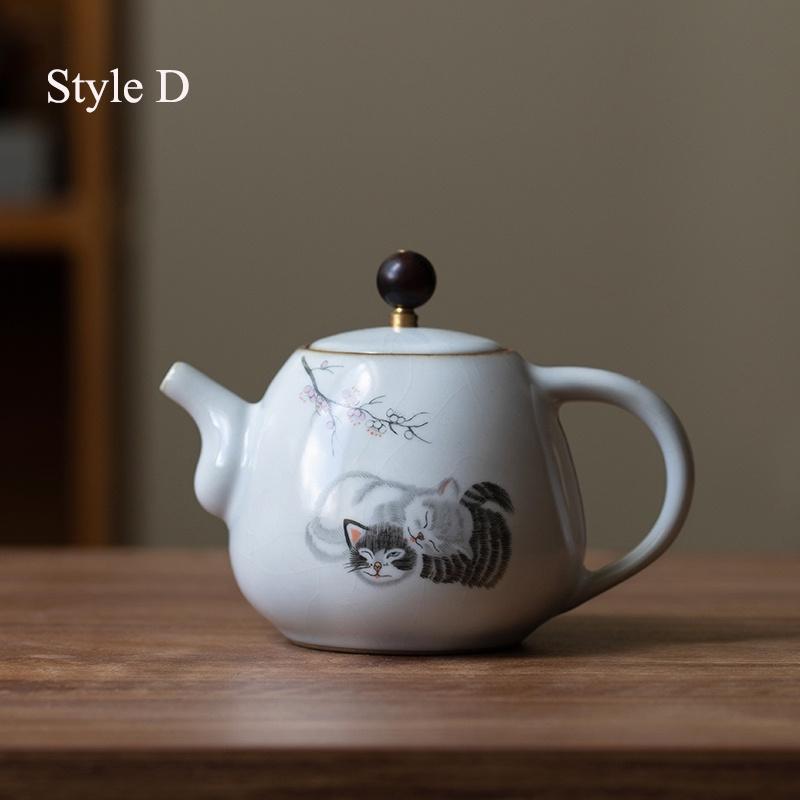 280ml Ru Kiln Teapot Can Be Nurtured and Cracked Ceramic Kung Fu Tea Set