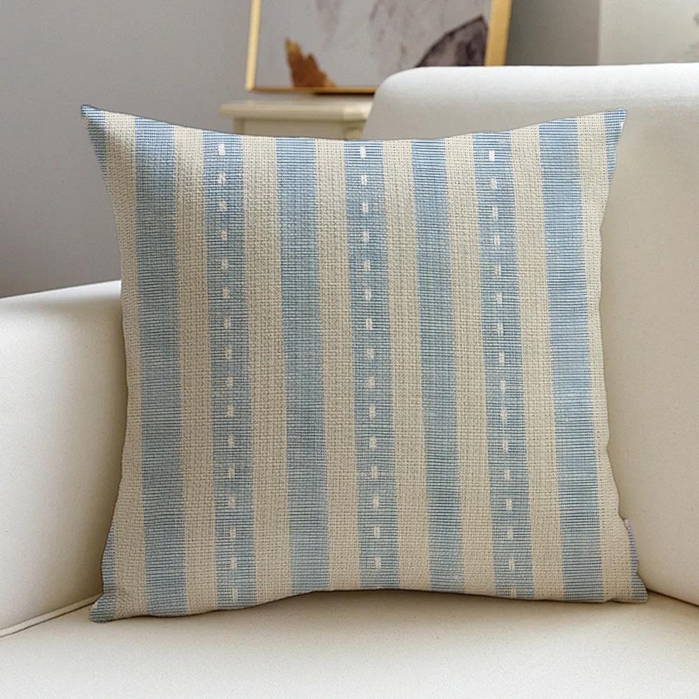 S-Stripes Cushion Cover Cushion Cover Pillowcase, Anti-Mite Invisible Zipper, Linen Sofa Cushion