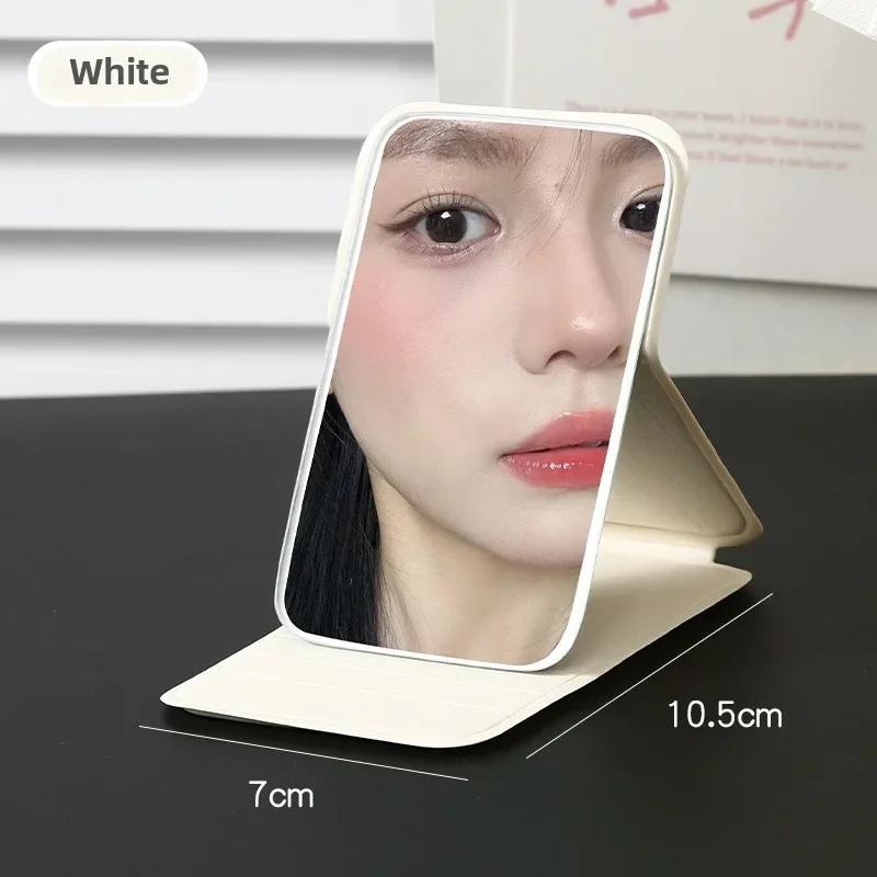 3-Farben Desktop Make-up Spiegel PU-Leder Einfach Tragbar Handspiegel Faltbar Studenten Kompakt Süßer Taschenspiegel Neu