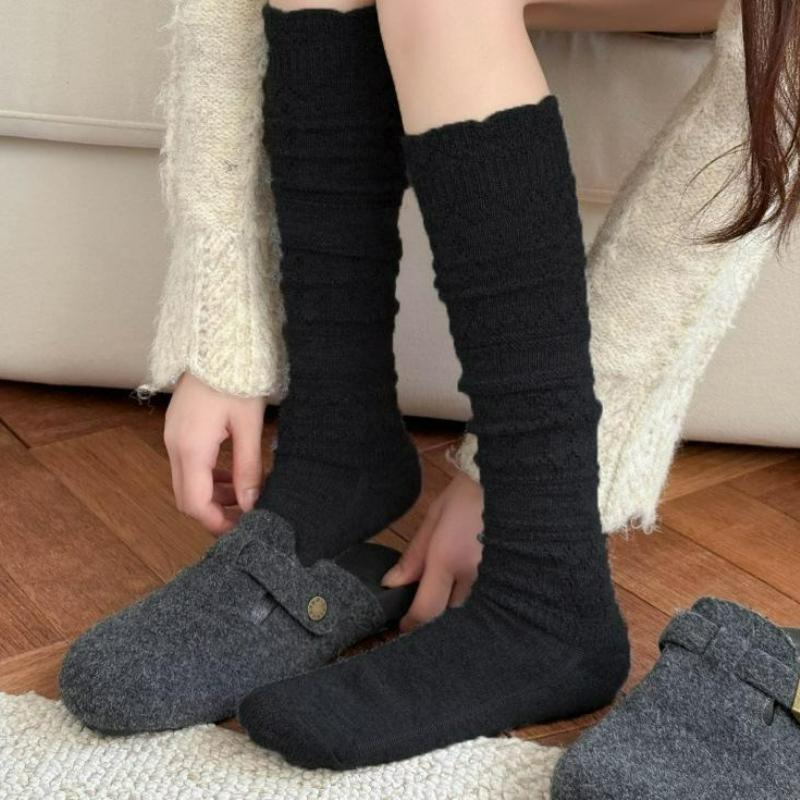 

Fashion Retro Women s Hollow Knitted Leg Socks for Women Soft Warm Home Long Tube Socks Autumn Winter Stockings Boots Sockings One Size чёрный