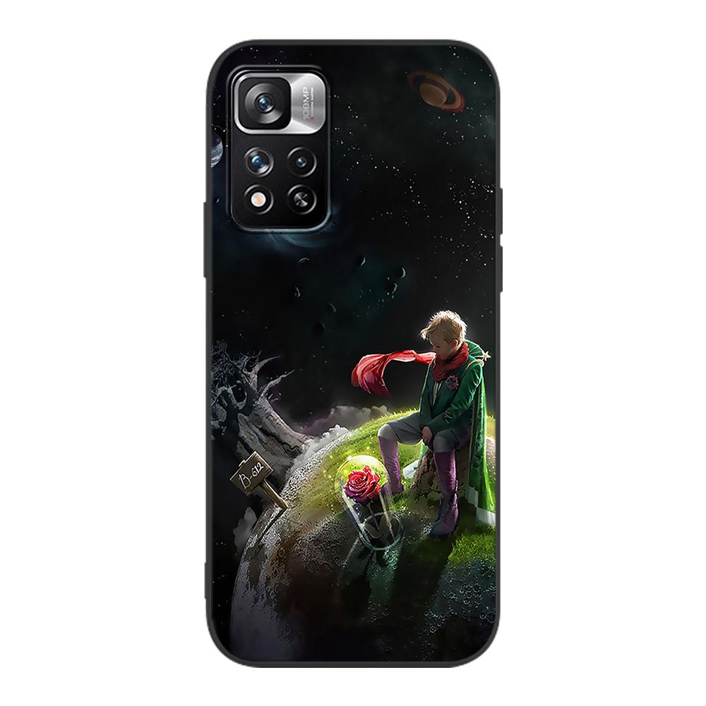 Little Prince Watercolor Art Case for Xiaomi Redmi Note 9S 9 8 10 11 Pro 9C 9A 7 8T 7A 8A 6A 6 10S Black Soft Cell Phone Cover
