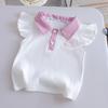 Girls Summer Sweet Polo Shirt Set Stylish Flutter Sleeve Casual Two Piece Outfit For Kids
