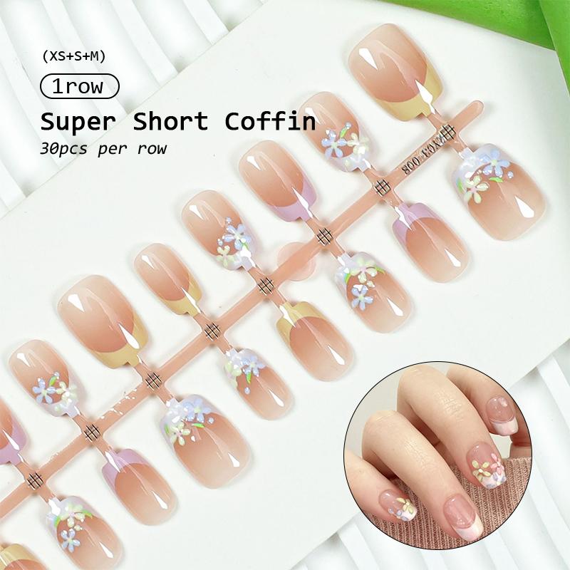 30Pcs Minimalist French Nail Tip Fake Nail Fashion Wearable False Nails Simple Full Cover Press on Nails DIY Wear Nail Tool