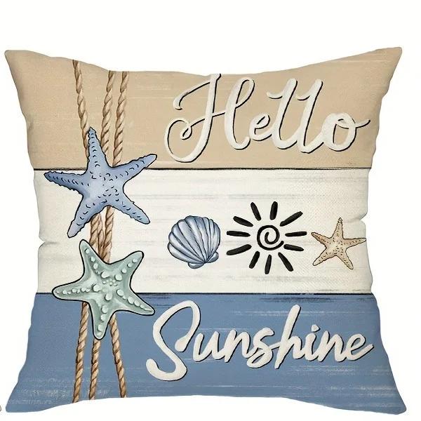 Strandschelpen Sierkussenhoes Met Korte Pluche Print Voor Woonkamer Bank Decoratie Kussenhoes Kussenhoezen Decoratief Peach skin 18*18(CM)-1Pcs