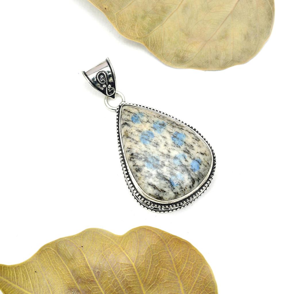 K2 Azurite Gemstone Pendant Gemstone : 925 Sterling Silver Handmade Jewelry Pendant
