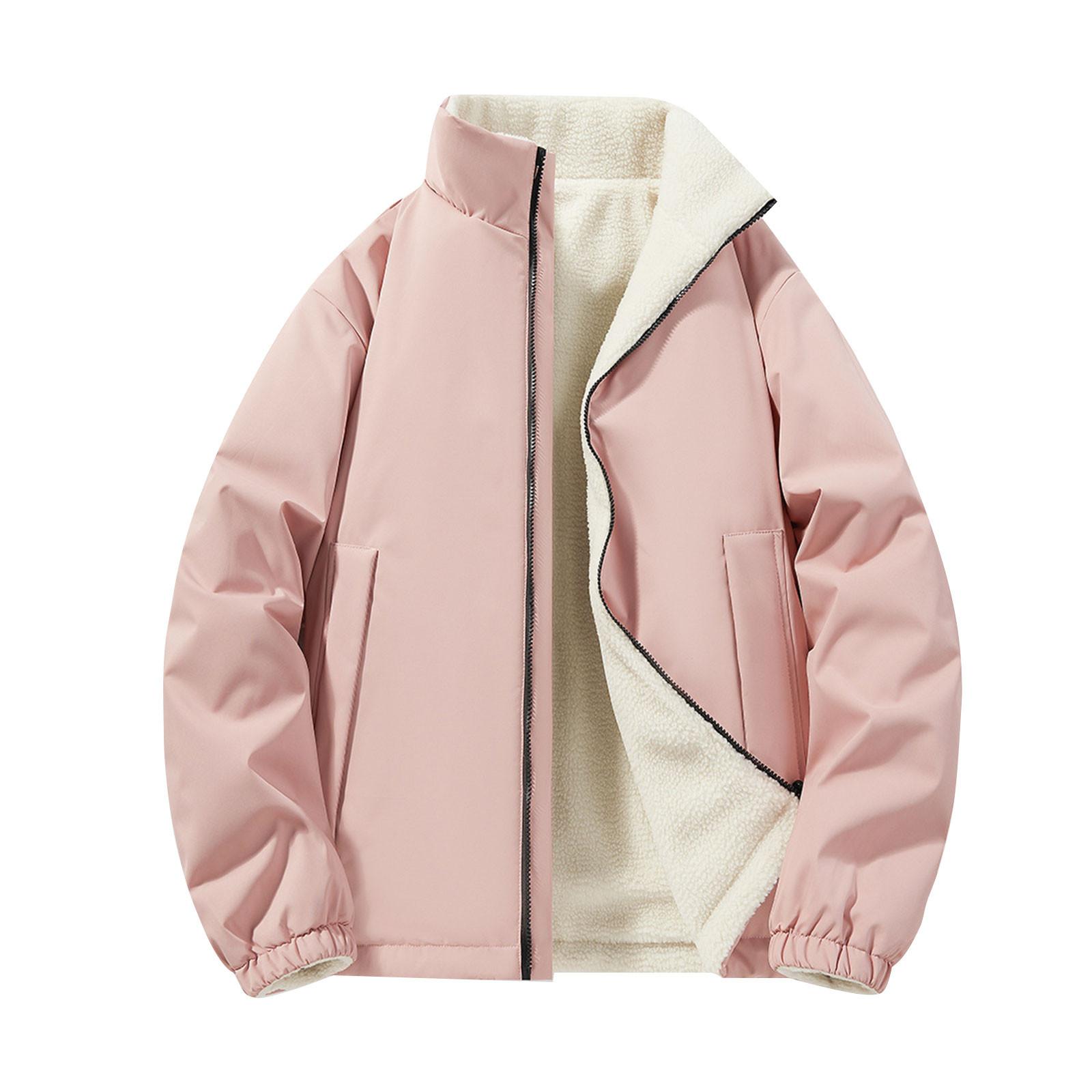 

Зимнее пальто, теплое облегающее толстое пальто, повседневная куртка, верхняя одежда, верхняя блузка M розовый