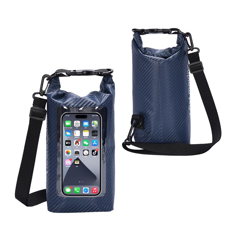 Trekking Waterproof Transparent Barrel Bag - Carbon Fiber Square Beach & Rafting Phone Storage