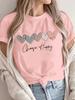 Choose Happy Women's Tee - Boho Leopard Heart Graphic Maroon Top