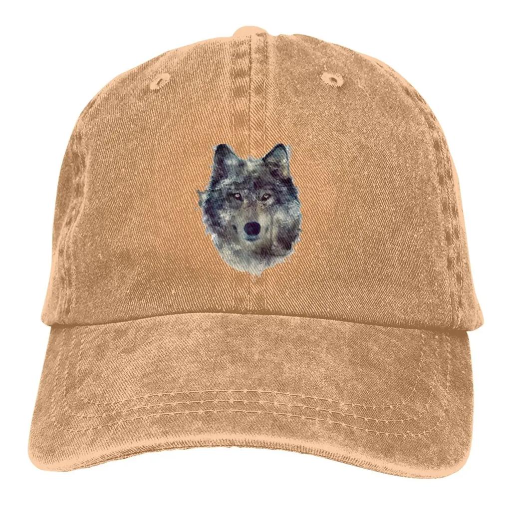 Grey Ink And Wash Baseball Caps Peaked Cap Wolf Sun Shade Hats for Unisex Women