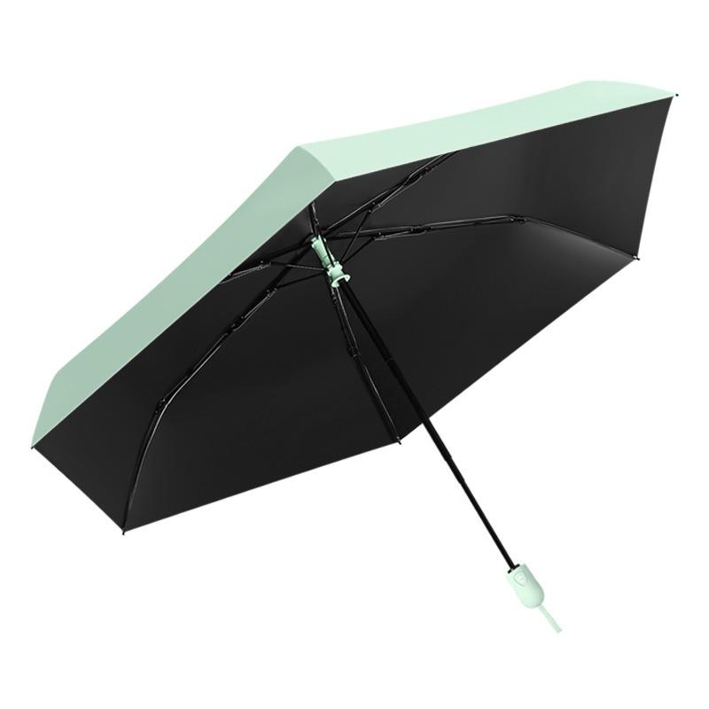 Tri-fold six-bone ultra-light automatic umbrella vinyl fabric sun protection umbrella UV protection weather and rain dual-purpose pocket umbrella