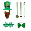 St. Patrick's Day Leprechaun Green Hat with Beard Costume Accessory Party Costume Suit Hat Bow Tie Beard Necklace Accessory