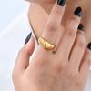 Minimalist Smooth Irregular Geometric Ring for Women,Gold Color Stainless Steel Rings,Vintage Jewelry Gift