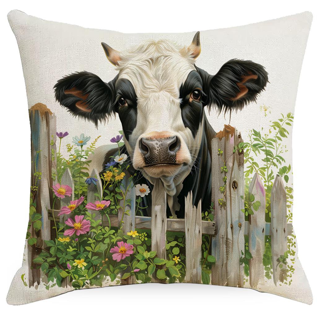 Spring Farm Animal Cow Rabbit Dog Pillowcase Home Decoration Balcony Cushion Decoration Pastoral