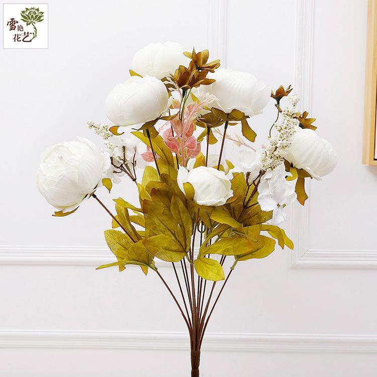 Simulation of 13 autumn bud peonies, home decoration silk flowers