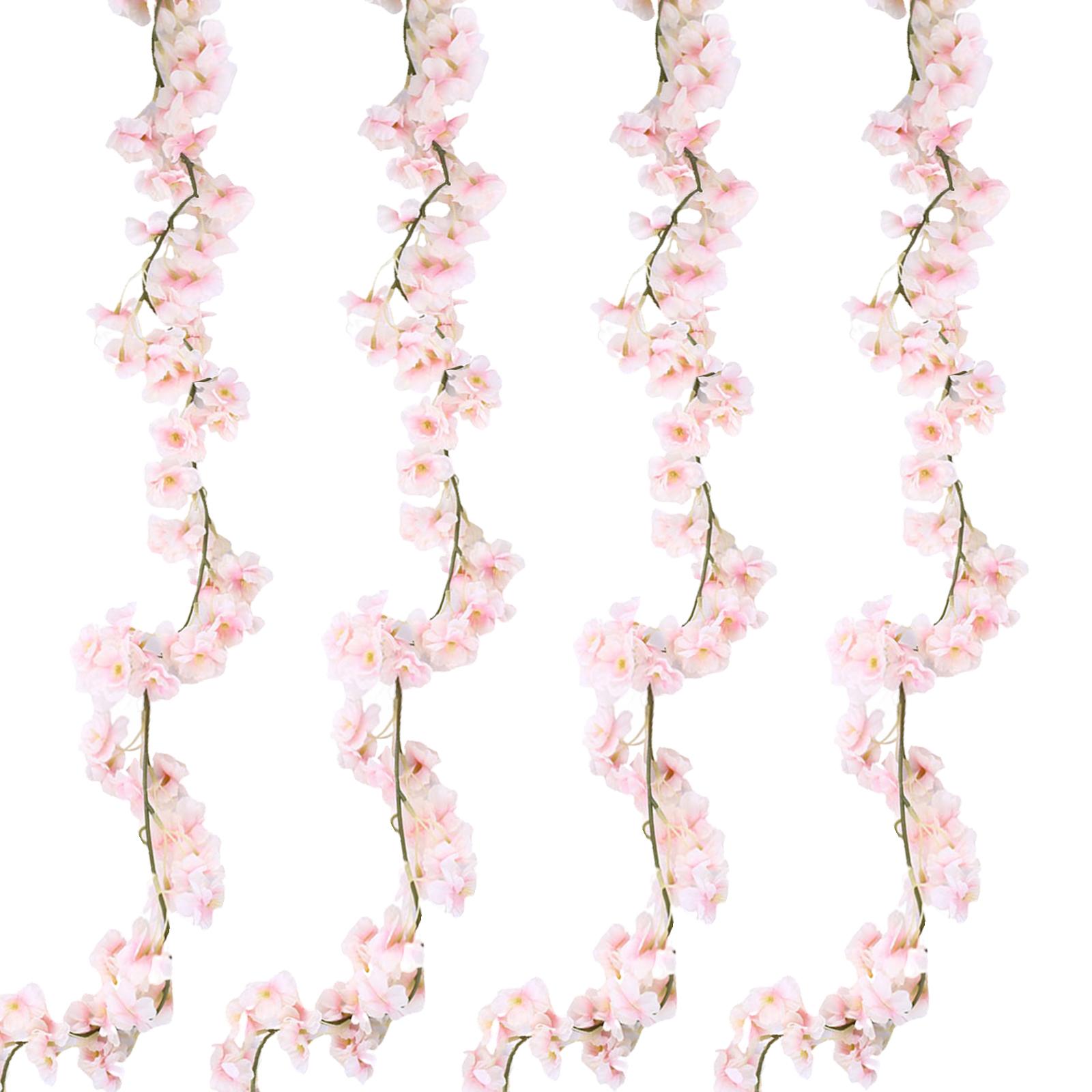

6/4 шт. искусственная лоза вишневого цвета, реалистичные искусственные цветы вишни, ротанг, 1,8 метра, шелковая ткань, искусственные цветы вишни, подвесные лозы