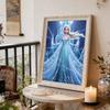 Castello di Ghiaccio Illuminato dalla Luna Elsa Nuova Arte Senza Cornice Intarsiata di Perle | Artigianato di Perle Fatto a Mano, Tema Castello di Ghiaccio Stellato, per Elegante Decorazione di Lusso Frozen