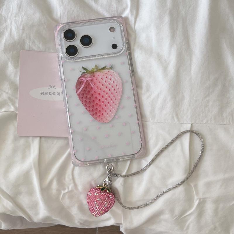 Ins Pink Strawberry for Apple 16 Mobile Phone Case iPhone17promax Square 15 Girl 14 Protective Case