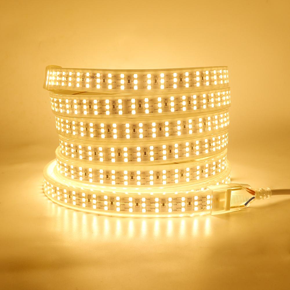 AC 220V LED Strip Lights 2835SMD 276LEDs/m Flexible Outdoor Lamp Waterproof LED Tape With OFF/ON Switch Power Plug