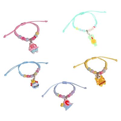 Adjustable Acrylic Cartoon Character Pendant Bracelet Braided Rope Bracelet Jewelry Friendship Bracelets for Girls Women