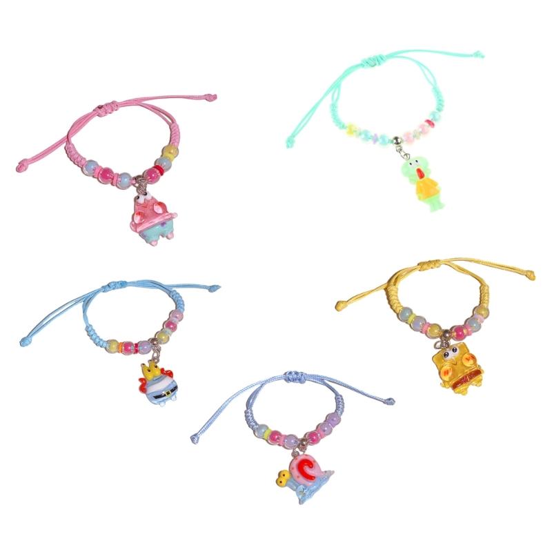 Adjustable Acrylic Cartoon Character Pendant Bracelet Braided Rope Bracelet Jewelry Friendship Bracelets for Girls Women
