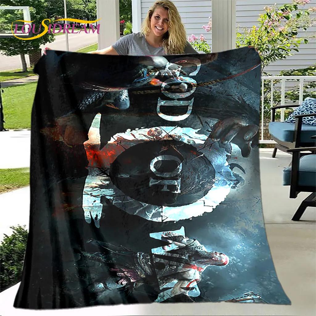 God of War Spiel Spieler Weiche Plüschdecke, Flanelldecke Überwurfdecke für Wohnzimmer Schlafzimmer Bett Sofa Picknick Abdeckung Bettdecke