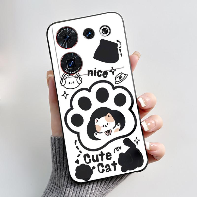 For ZTE nubia Z50 Ultra Z50Ultra Casing Aesthetic Cute Cat Cartoons Black Matte Soft Silicone Case Shockproof Back Shell Cover