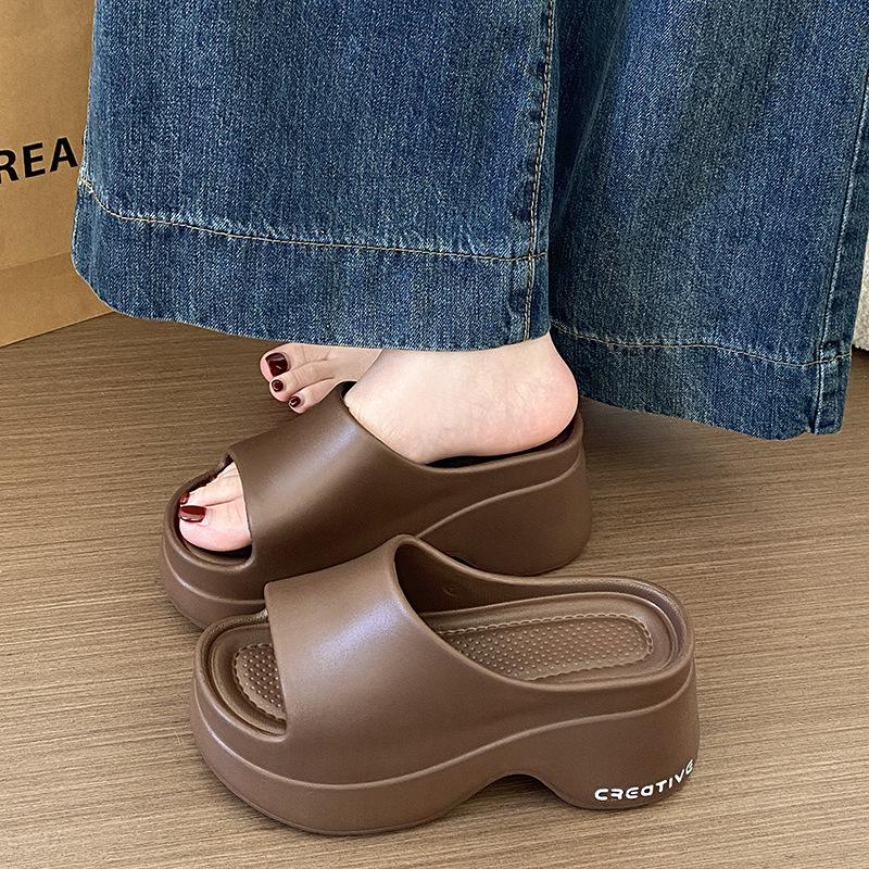 Elegant Platform Wedge Heel Sandals Women Summer Soft Lightweight EVA Beach Slippers Woman's Thick Bottom Slippers