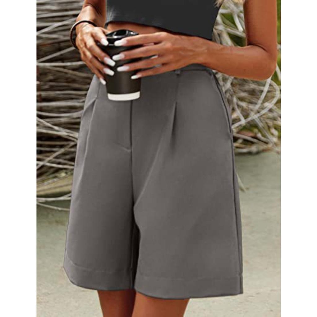 Pantalones para Mujer, Verano, Corte Ajustado, Cintura Alta, Corte Holgado, Adelgazantes, Pierna Recta, Pantalones Casuales de Longitud Media, Transpirables, Pierna Ancha, Pantalones Cortos