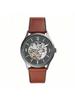 Herren Automatische Mechanische Uhr - Schwarzes Skelett-Zifferblatt Lederarmband Retro Luxus Stil Business Design ME3178