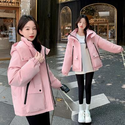 2025 New Hooded Fleece and Cotton Tooling Style Outdoor Women's Loose Jacket Thickened Warm Cotton Jacket