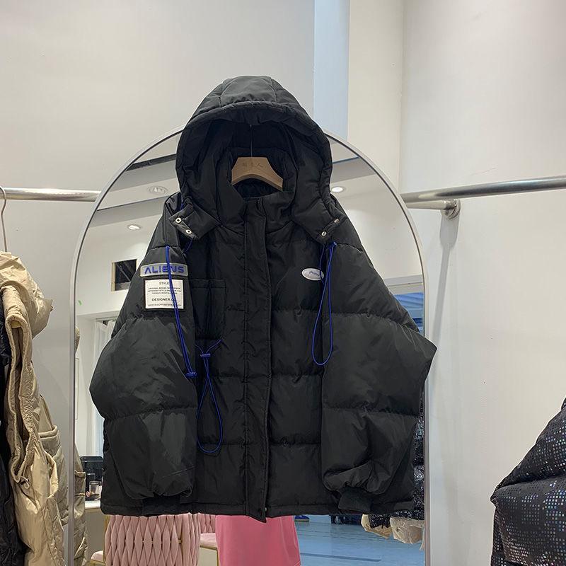 

Упитанный большой размер свободный пуховик женский с капюшоном короткий толстый девушка новая зимняя одежда M