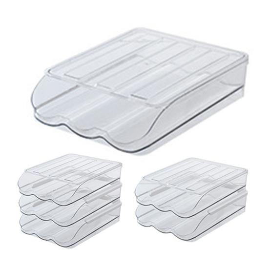 Modern Kitchen Egg Storage Solution Stackable Box, 7 Degree Gentle Slope Design, Countertop Organizer Transparent Plastic Container for Refrigerator