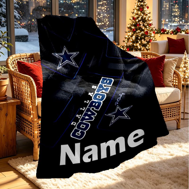 Custom Name Personalized Dallas Cowboys Print Blanket, Home Decor, Bedroom, Sofa, Camping, Couch, Gifts for Birthday ChristmasEnthusiasts