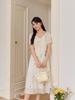 Plus Size French Retro Embroidered Lace V-neck Dress for Women - Slimming Waist Style