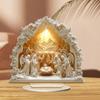 Shatterproof Nativity Tabletop Ornament With Intricate White Religious Birth Scene Figurine For Home Church Display